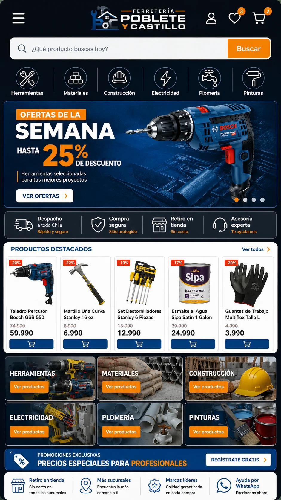 Web para ferretería